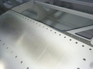 RH wing: after cleanup - note leading edge holes have no residual elongation