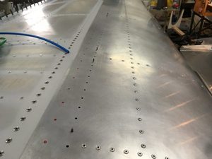 Example of marked positions of where the main spar holes should be