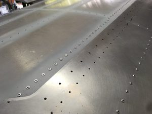 Final result - top side, right. Errors of up to 2mm were present (slight greater still for the left wing) and in fact decreased at each end of the flange