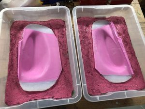 Cleaned and patched moulds ready to use.