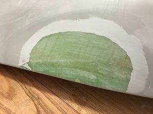 Sanded away gelcoat on one wing