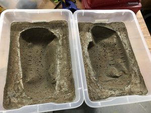 Before the cement was fully cured, I was able to easily extract the moulds