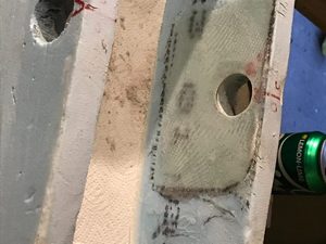 The plans call for making the reinforcement pad for the flap actuating rod that you see in this photo. I decided to expand on this as it yet again seems crude,