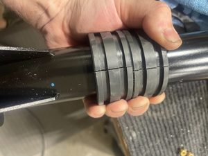 This is what the bushings looked like when we had them fitting the nose gear shaft.